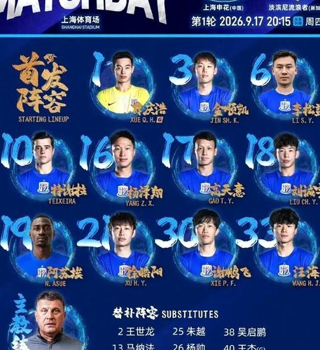 亚冠二级：申花2-1淡滨尼，徐皓阳破门，杨帅头槌建功